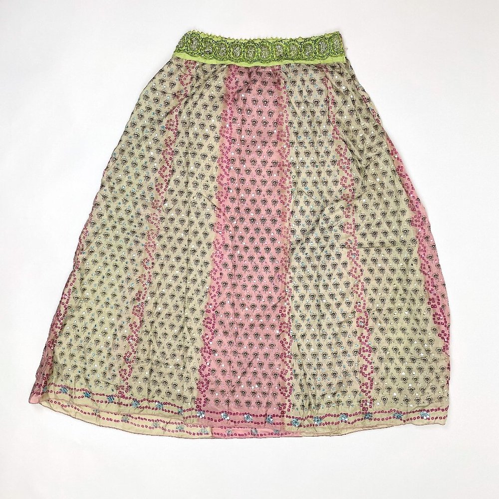 Silhouettes Women's Boho Multicolor Accented Pattern Long Skirt Size 12